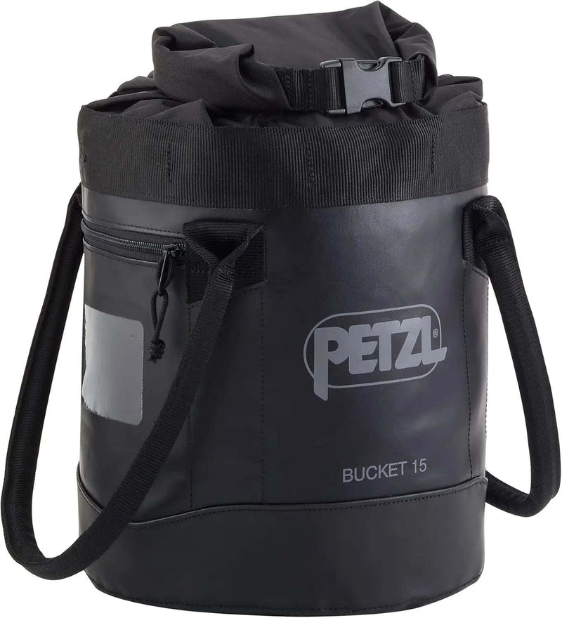 Petzl BUCKET Rope Bag 15L black waterproof durable climbing gear storage bag with roll-top closure and adjustable straps