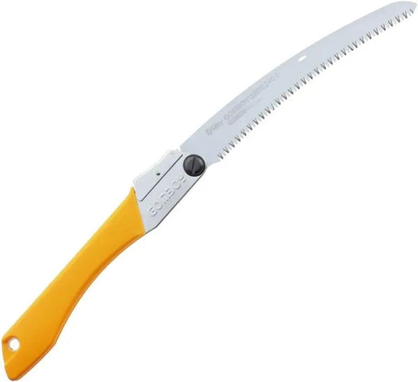 Silky GomBoy Curve professional folding saw with large teeth and ergonomic Japanese handle for efficient wood cutting